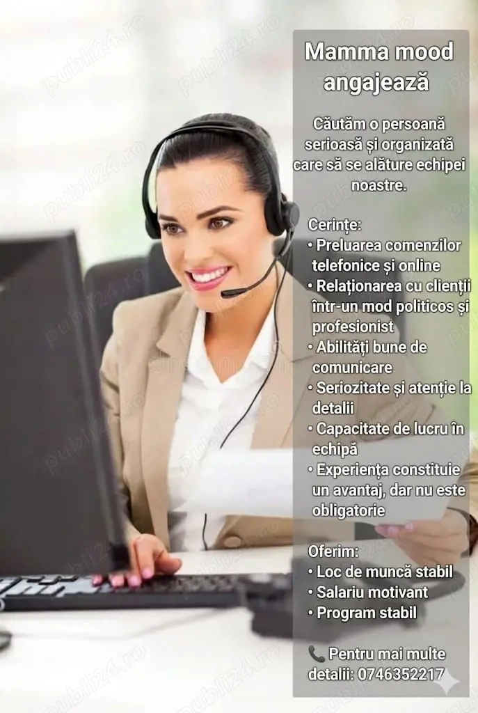Mamma Mood Angajeaza Operator Call Center