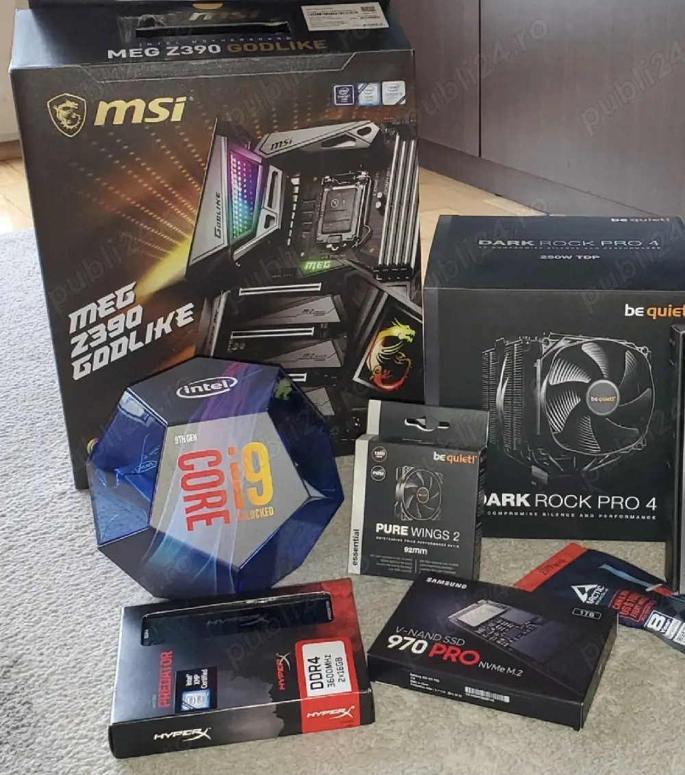 Sistem Kit MB MSI MEG Z390 Godlike, CPU Intel Core i9 9900K, DDR4 Hyperx 32Gb