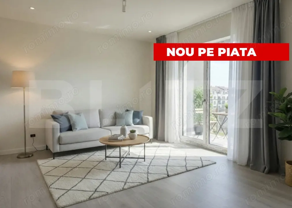 Apartament 2 camere, semidecomandat, 46 mp utili + balcon, zona Braytim