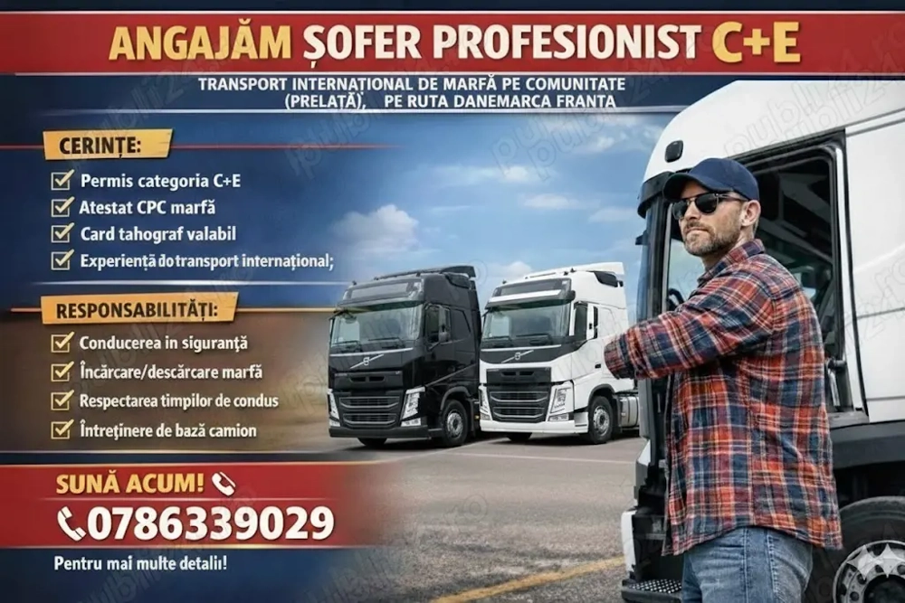 Șofer Comunitate 40T | Danemarca - Franța | 3200 euro (Salariu+Diurna)