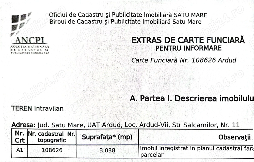 Teren intravilan ARDUD VII