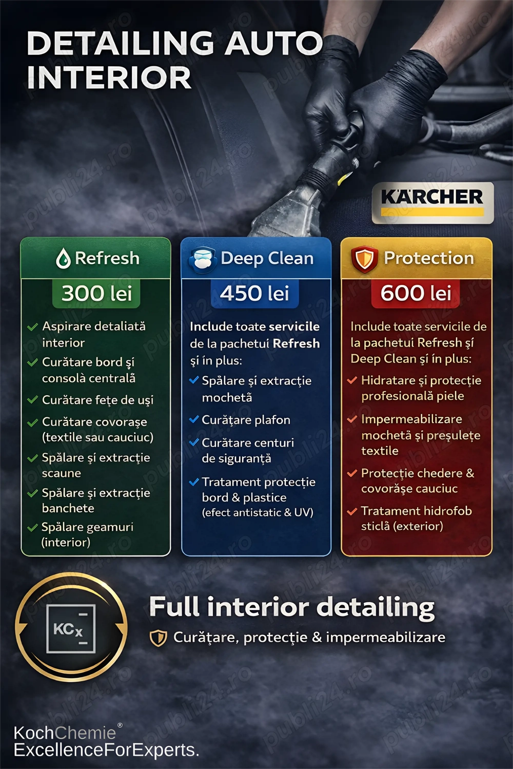 Detailing auto interior - Curatare Bord, Tapiterie Textil & Piele