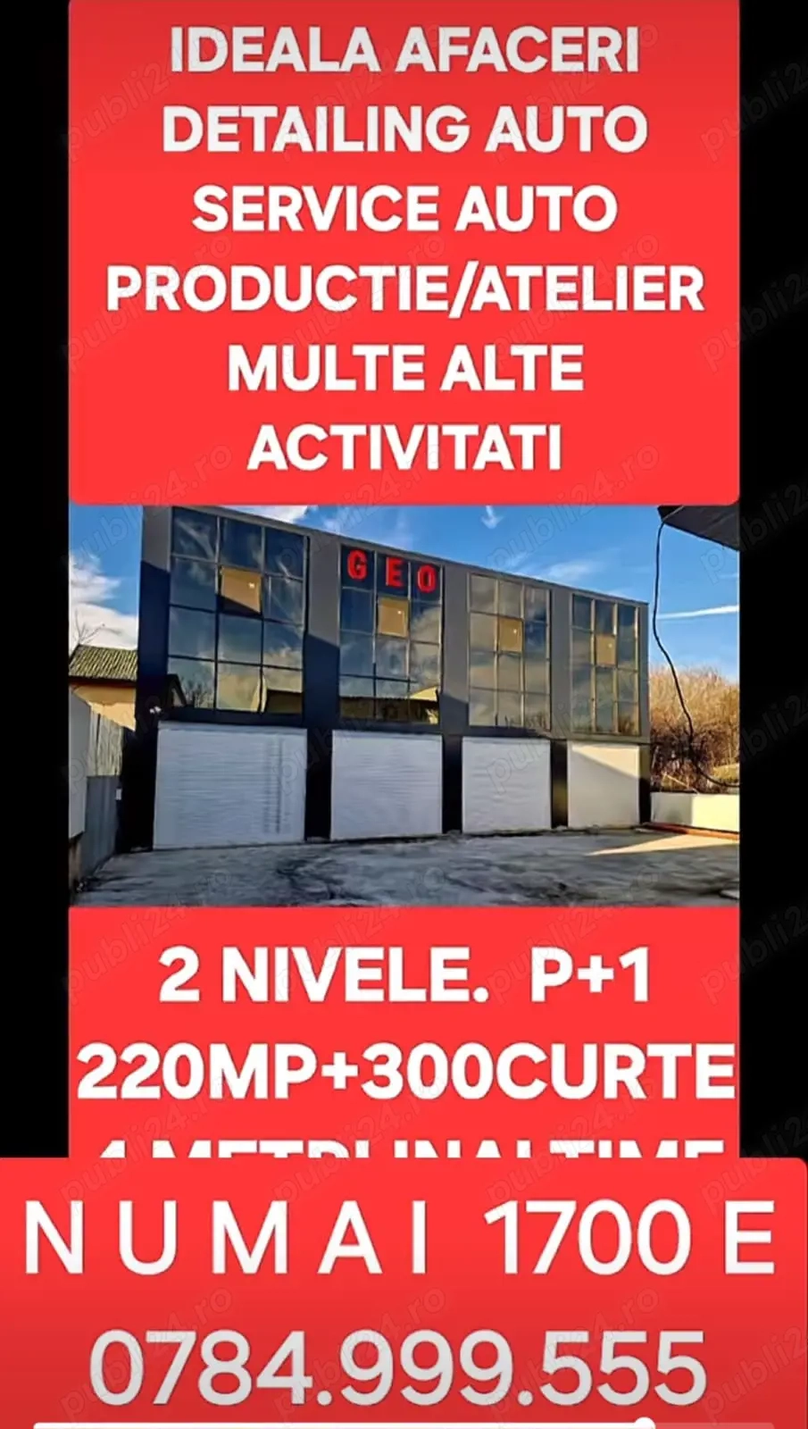 OCAZIE! Spatiu comercial P+1 220MP+300 mp curte betonata