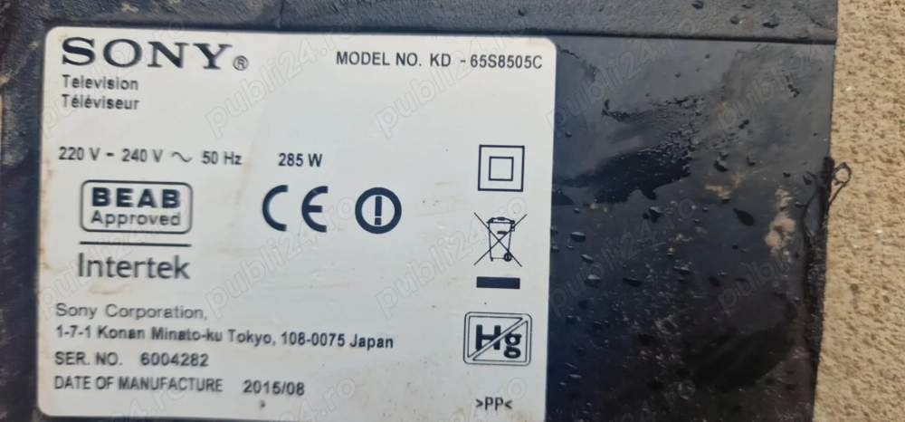Smart Tv Sony KD-65S8505C defect