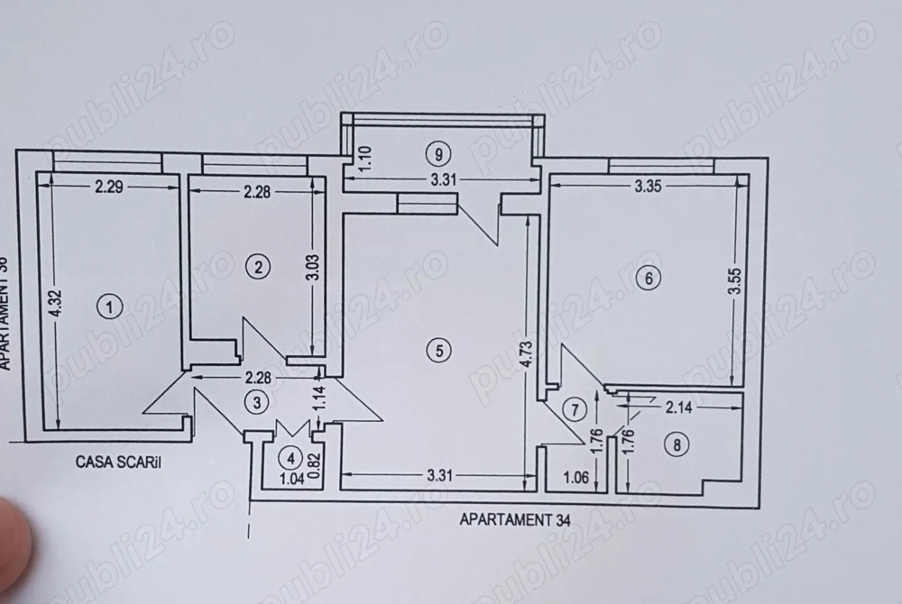 Vând Apartament 3 camere Bloc SC 1