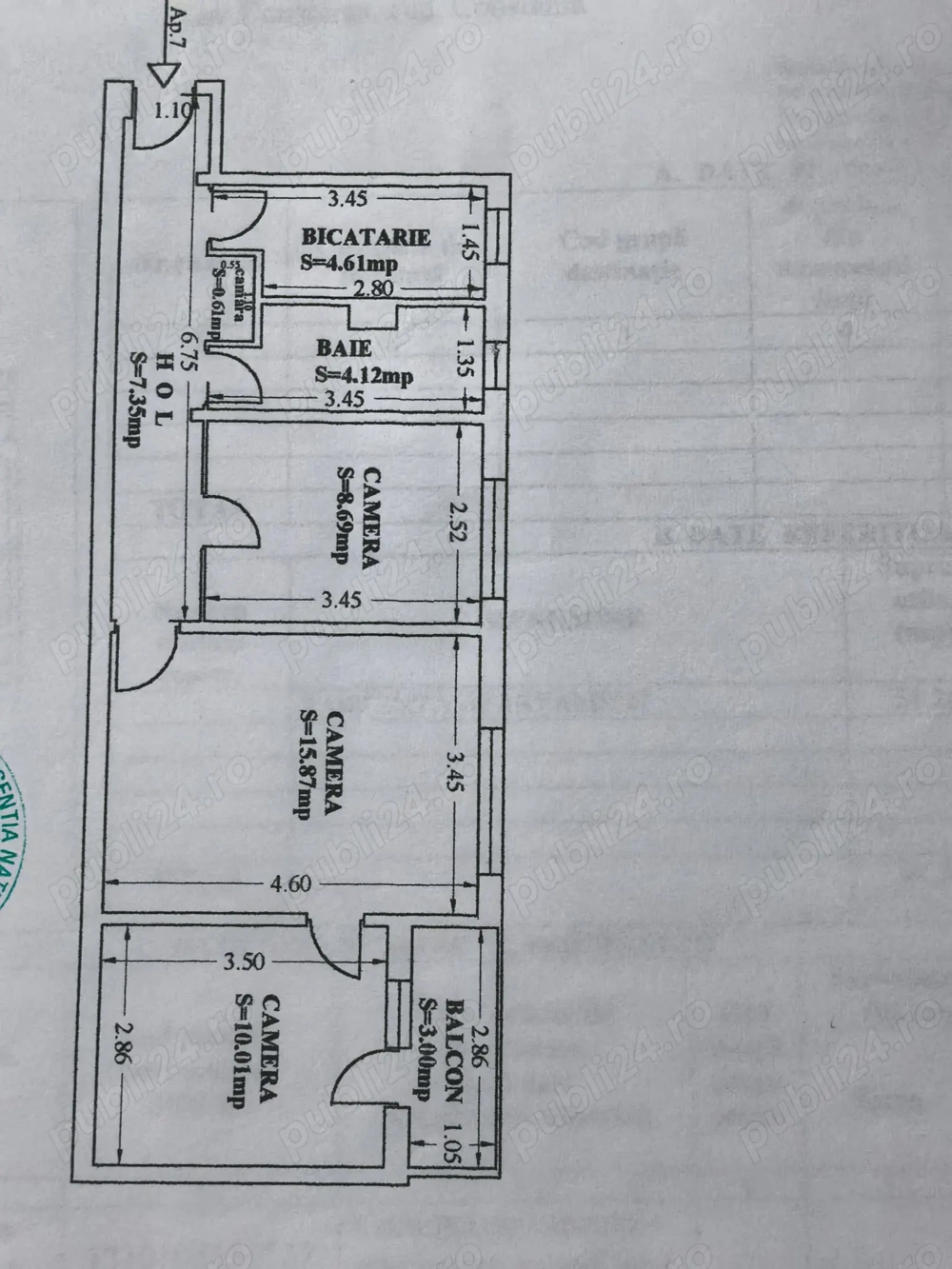 Apartament 3 camere cu 2 locuri de parcare