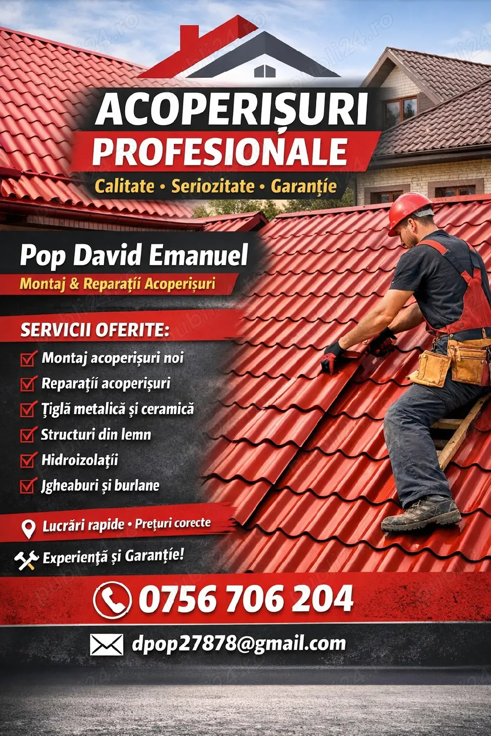 Execut lucrări în acoperișuri 