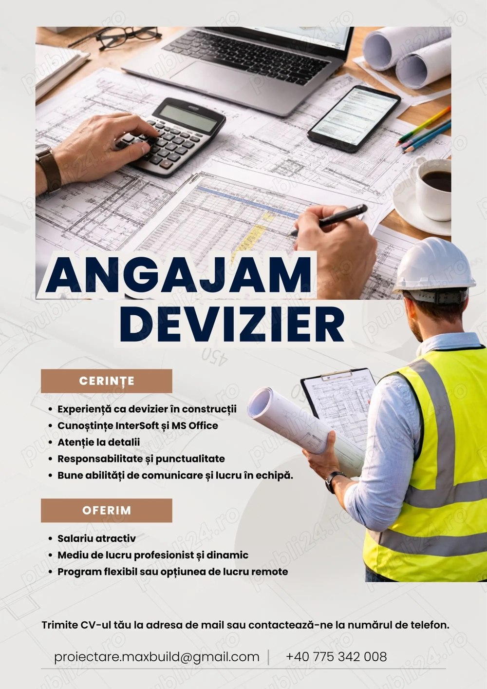 Angajam Devizier in Constructii & Instalatii cu experienta