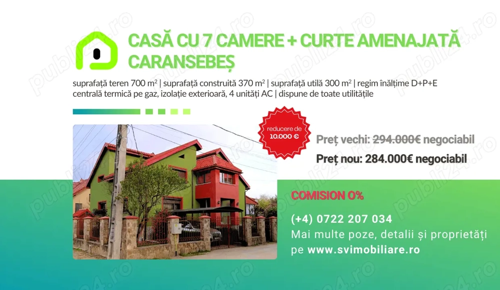 Comision 0 - Casa cu 7 camere in zona rezidentiala