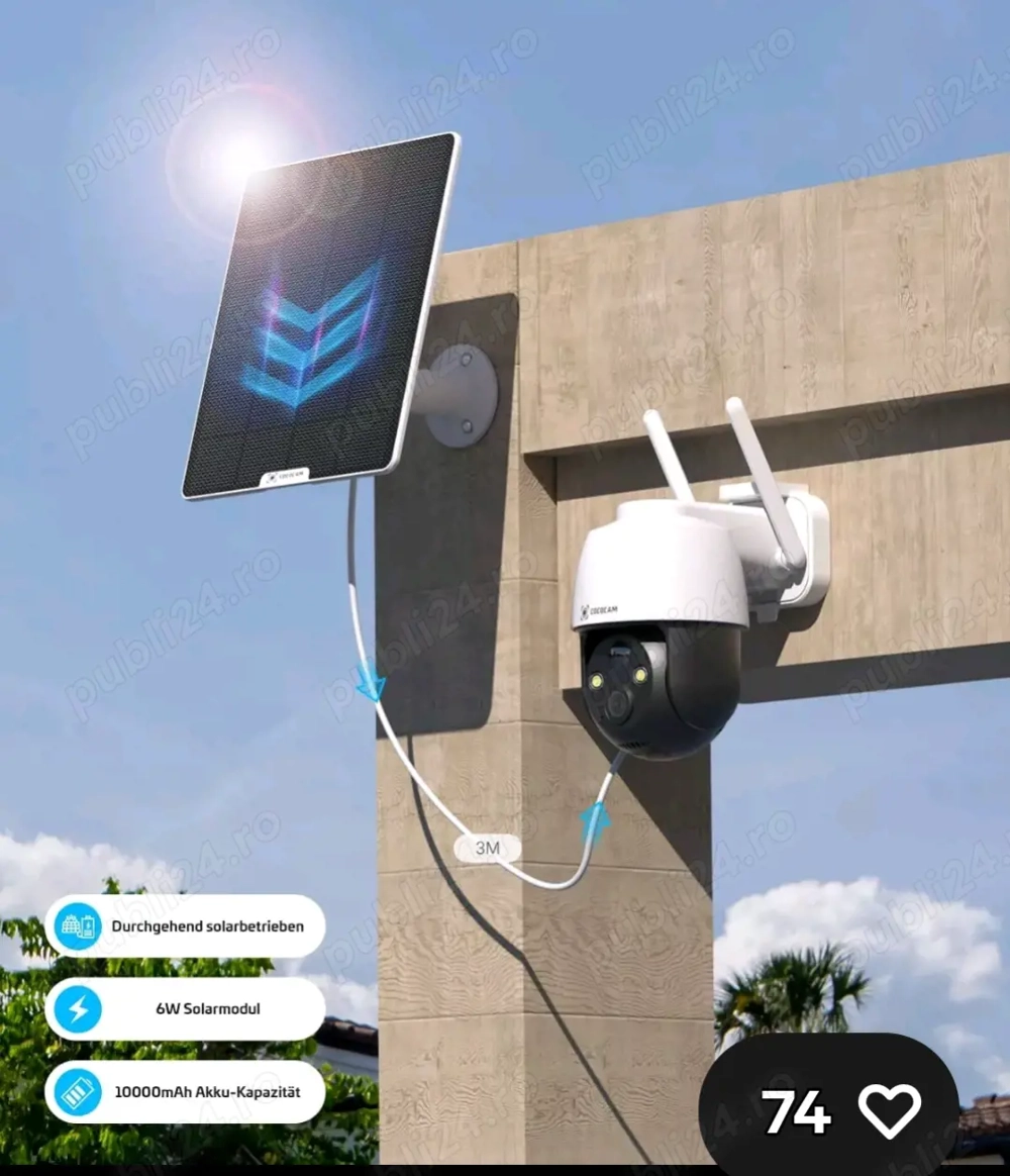 Cameră de securitate 4G LTE cu cartelă SIM