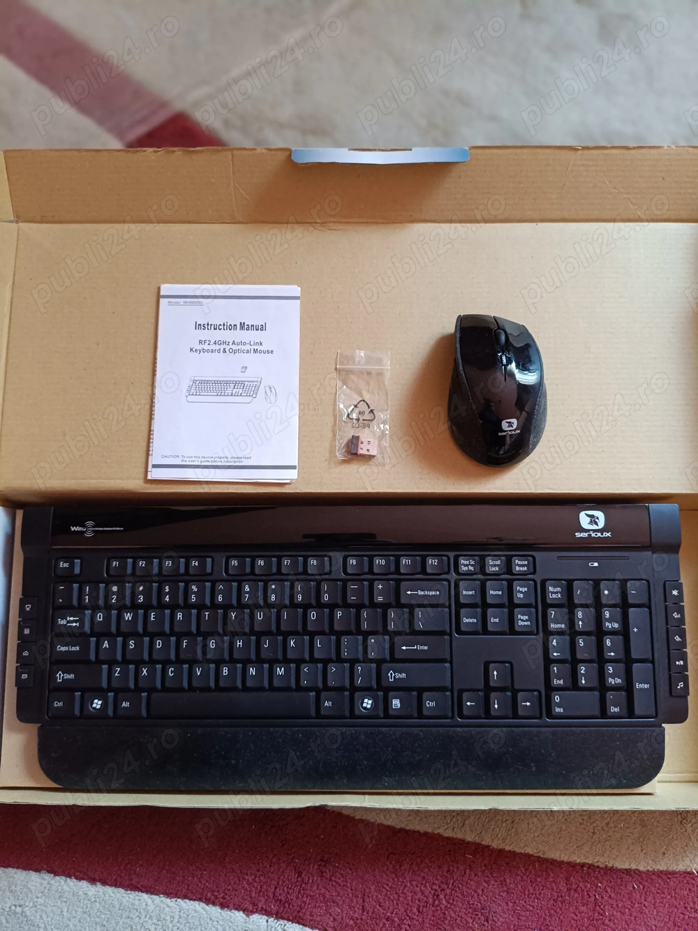 Vând Kit Tastatură + Mouse Wireless SERIOUX NOBLESSE 9900 Premium Desktop Kit - ca NOU