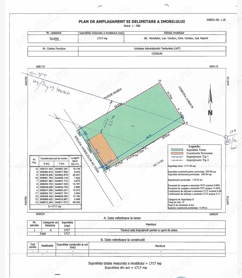 Teren 1717 mp,intravilan langa centura ocolitoare Cordun!