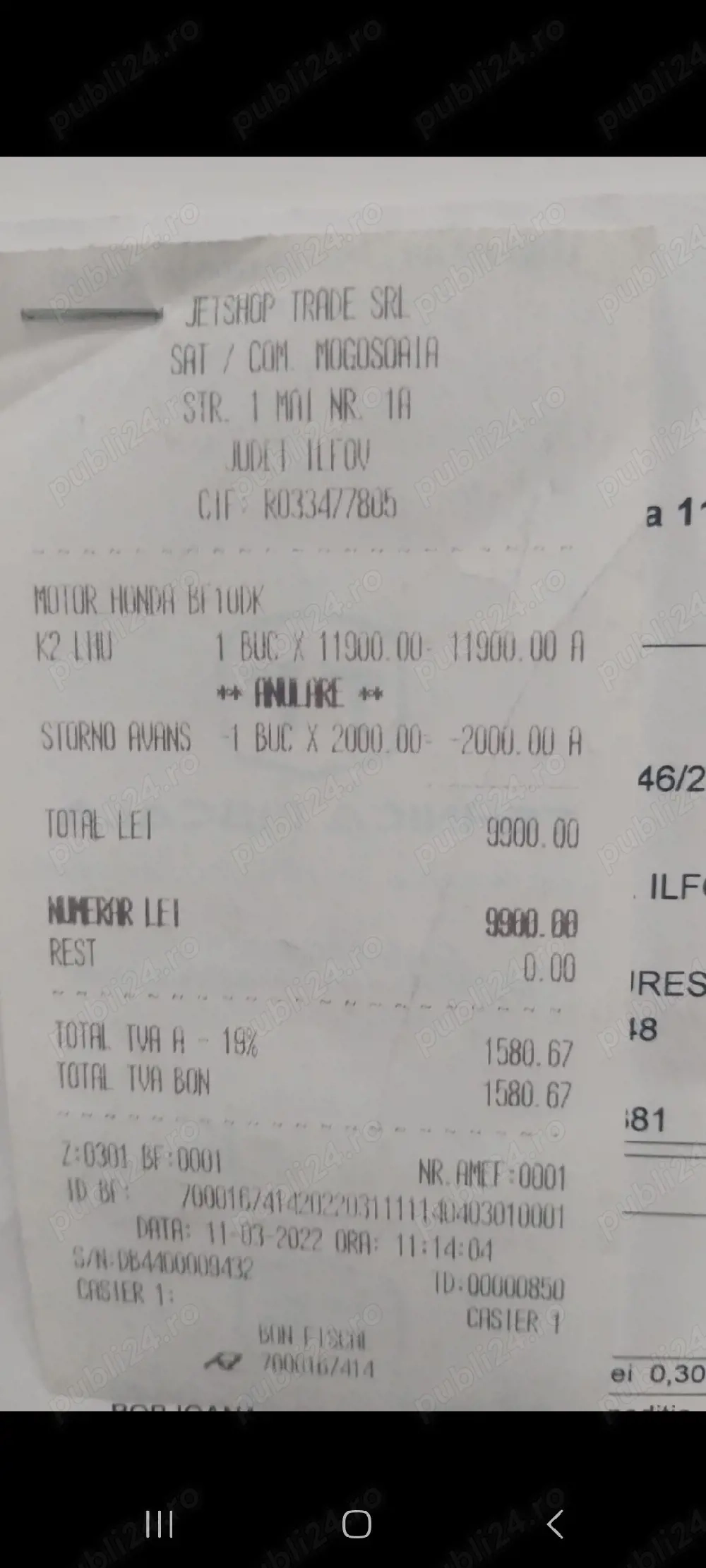 Motor Honda an 2022,40 ore functionare cismă lungă.