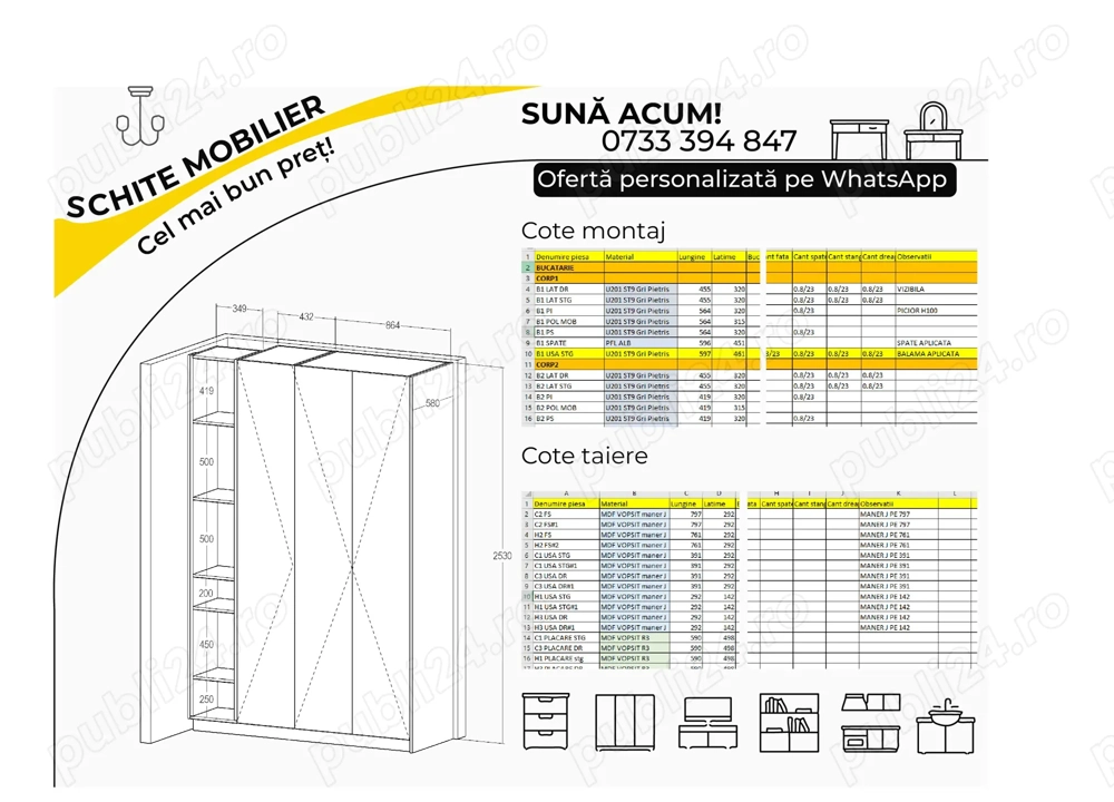 PROIECTARE MOBILIER schite   cote debitare placi   colaborare factura