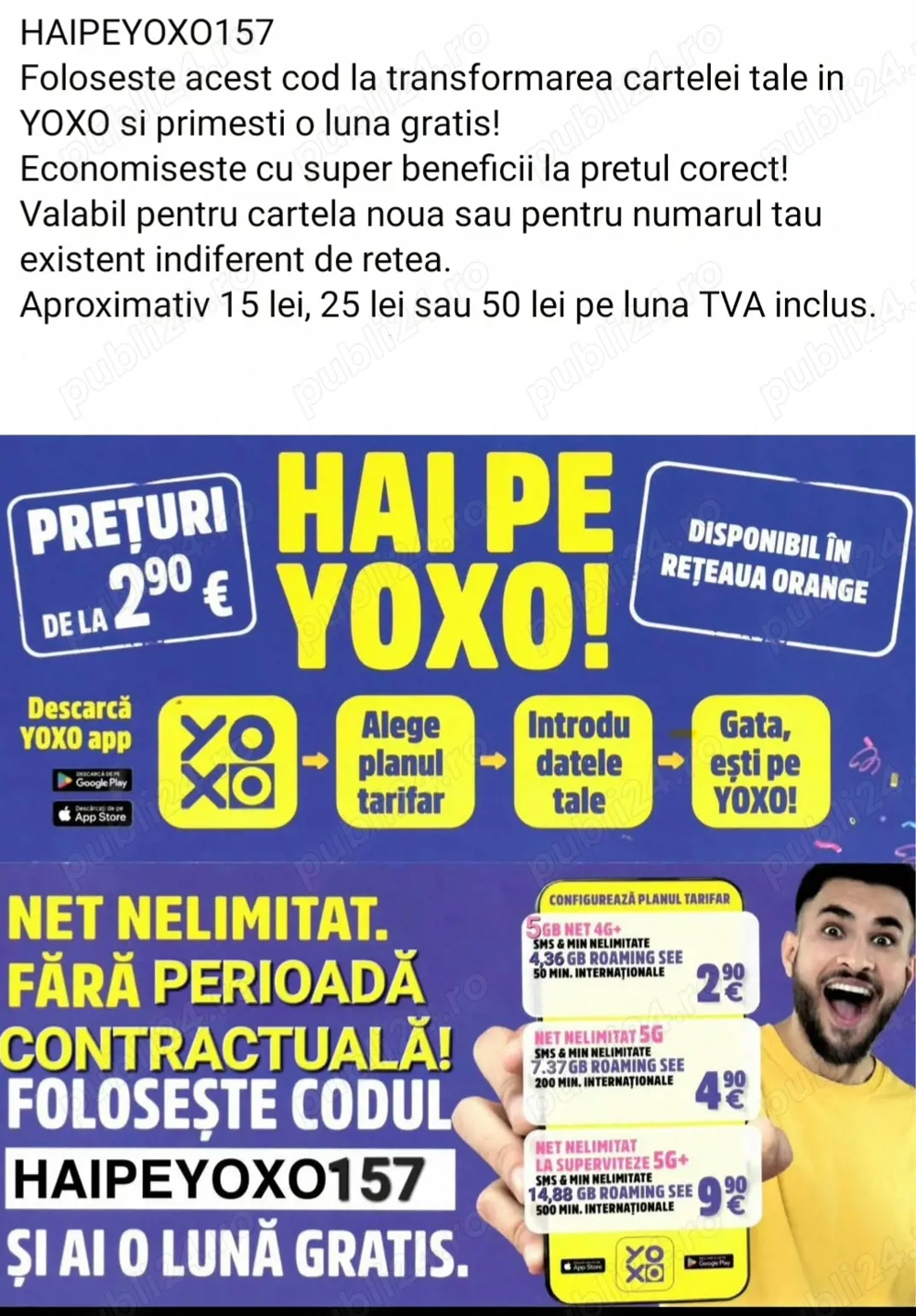 Cadou! prima luna gratis - valabil pentru numarul tau vechi sau numar nou inclusiv esim