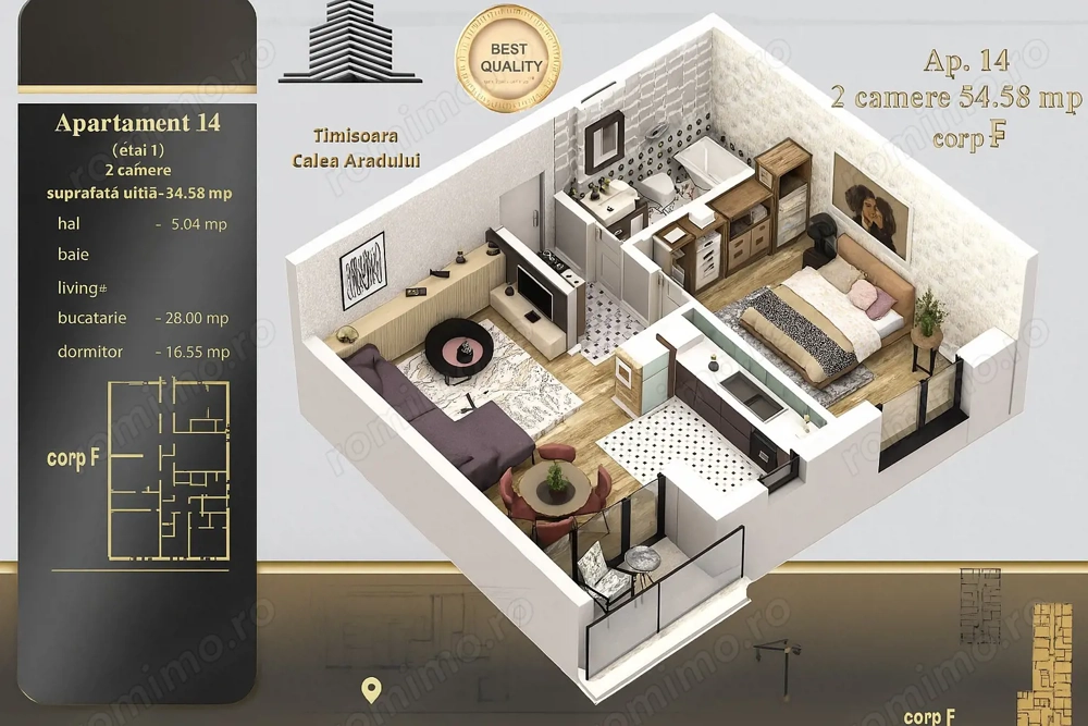 Piata Verde! 2 Cam! 53 mp! Et 3! Lift! 132.000 Euro! 