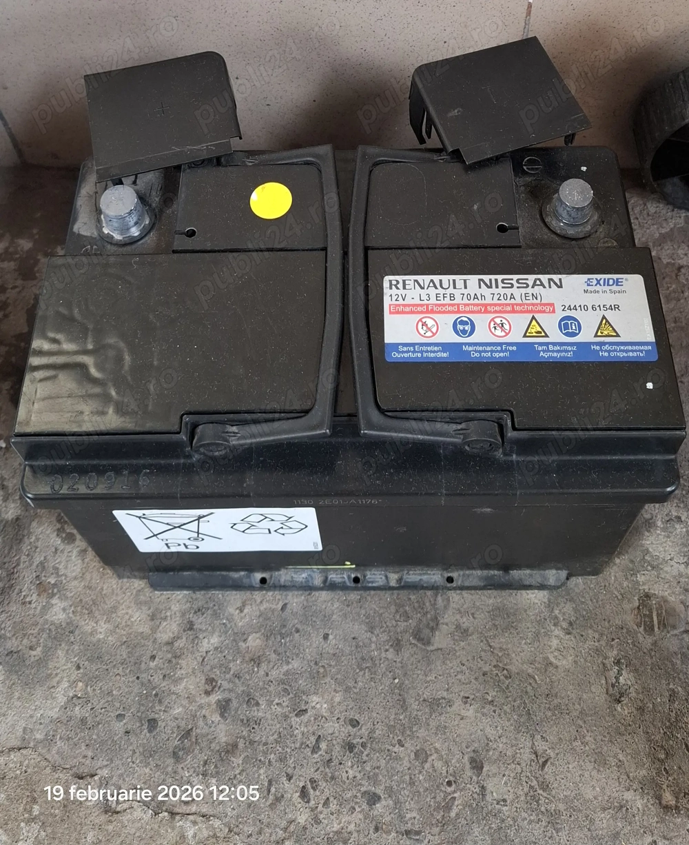 Baterie Exide EFB 70Ah 720A