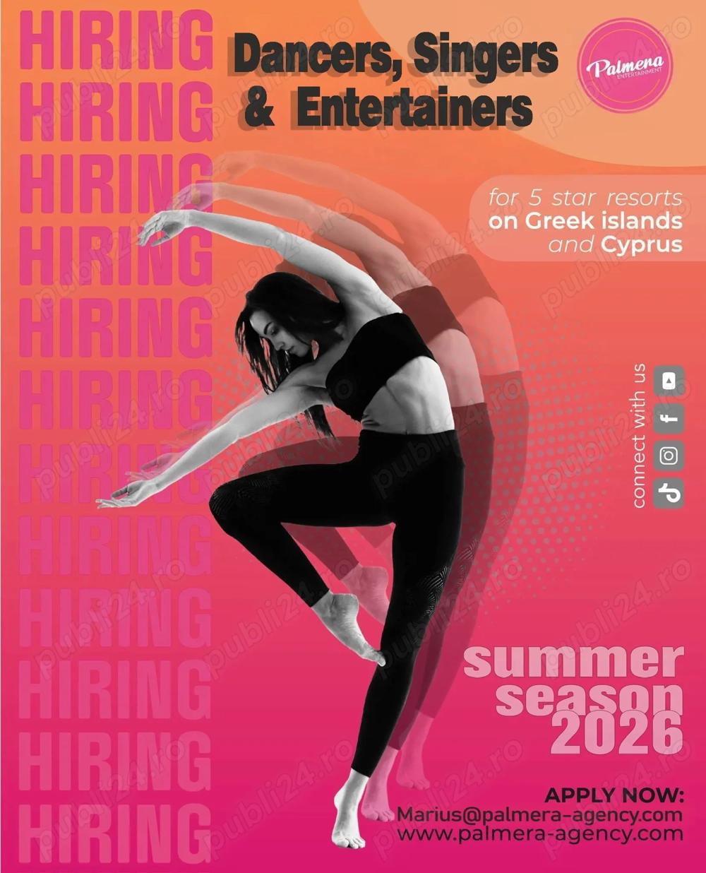 Palmera Entertainment recruteaza animatori (fete baieti) 