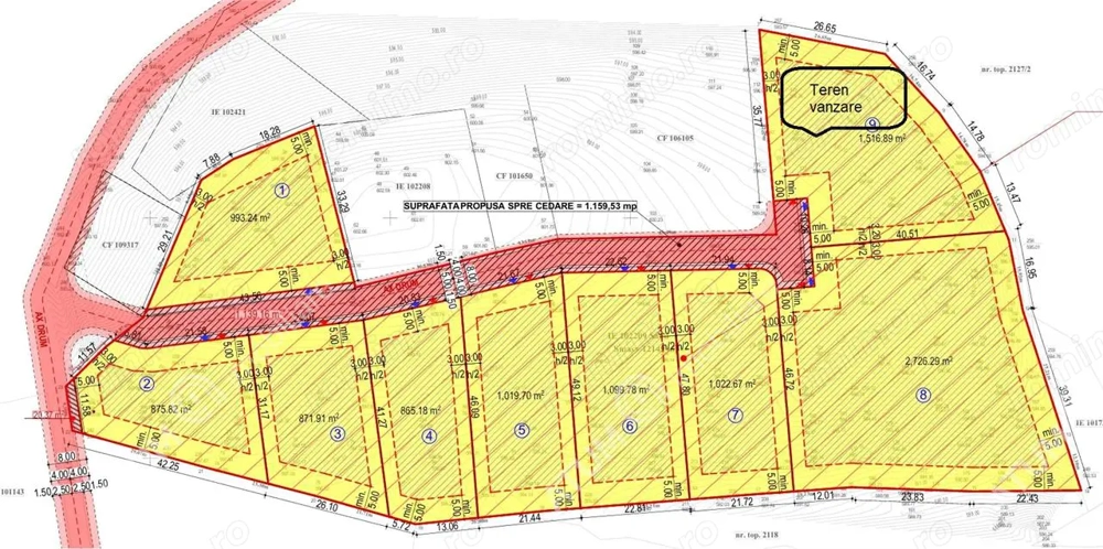 Teren intravilan 1517 mp in Tocile pretabil casa sau investitie