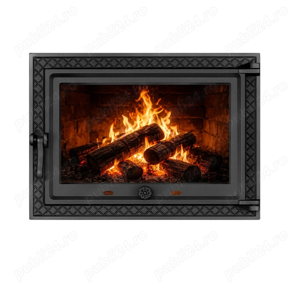 Usa pentru semineu cu sticla, model ROMB