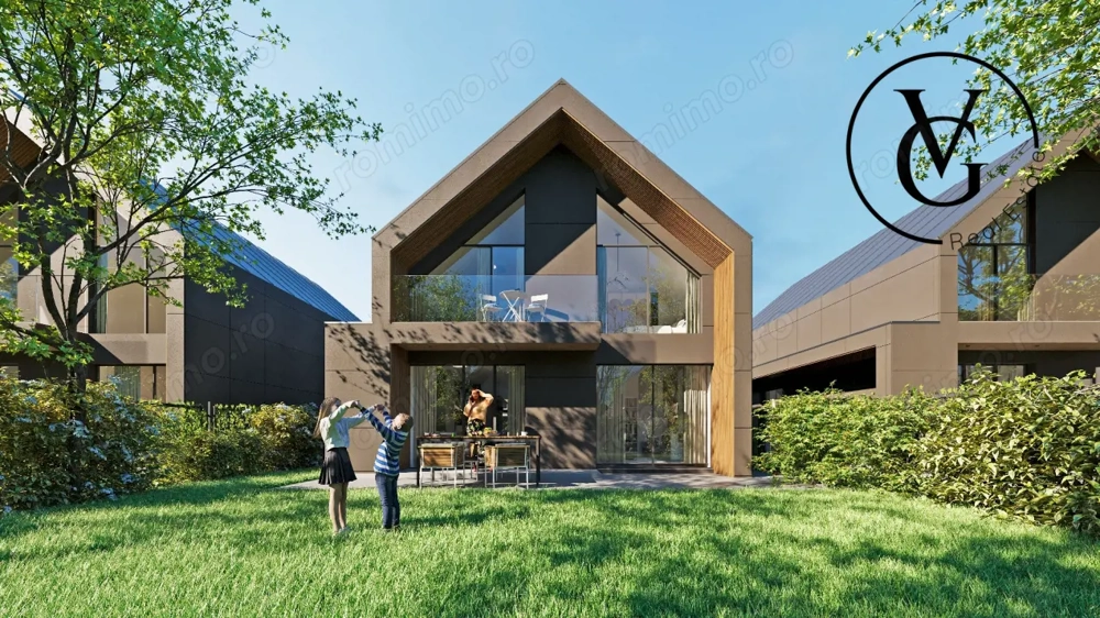 Vilă modernă P+1, structură metalică, smart home, pompe de căldură – 5 camere | 