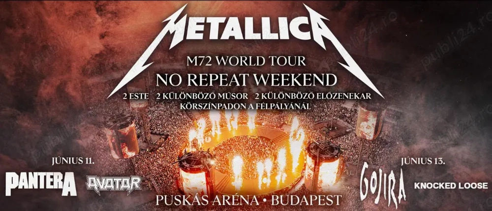 Metallica - Budapesta - 11&13 Iunie 2026