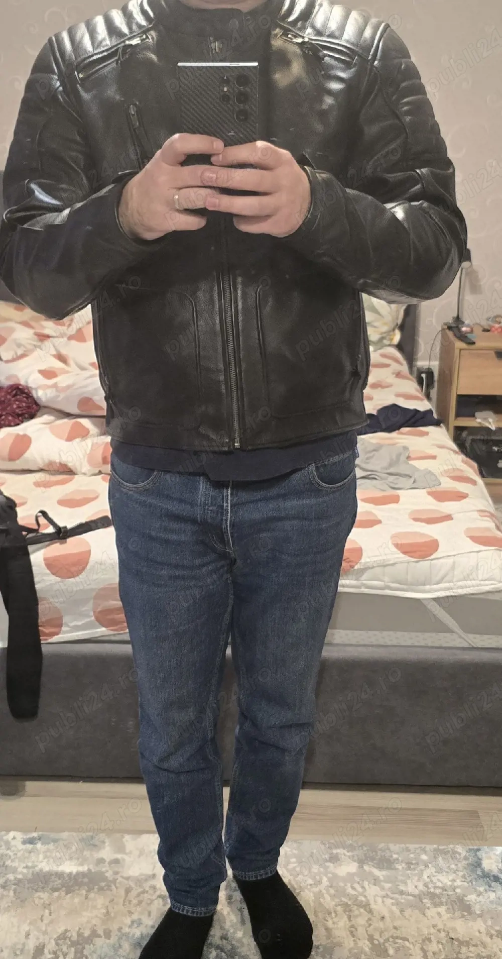 geaca moto piele marimea L