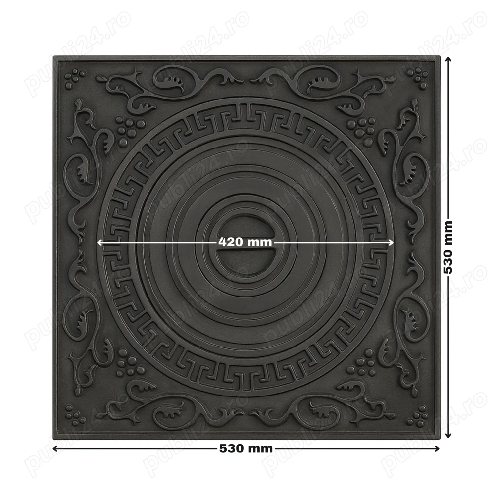 Plita din fonta cu desen, 530 x 530 mm