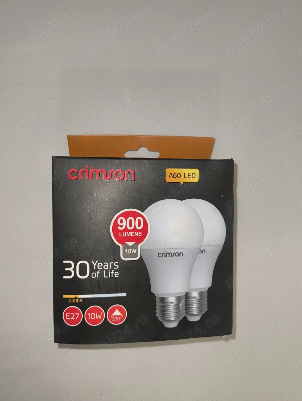 Bec LED CRIMSON A60, 10W, 900 lm, E27, 3000K   Durată de viață 30 de ani