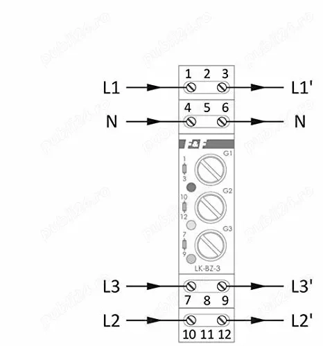 Indicator de Tensiune Trifazat F&F LK BZ 3K, 3 230V AC, Montaj pe Șină DIN, IP20