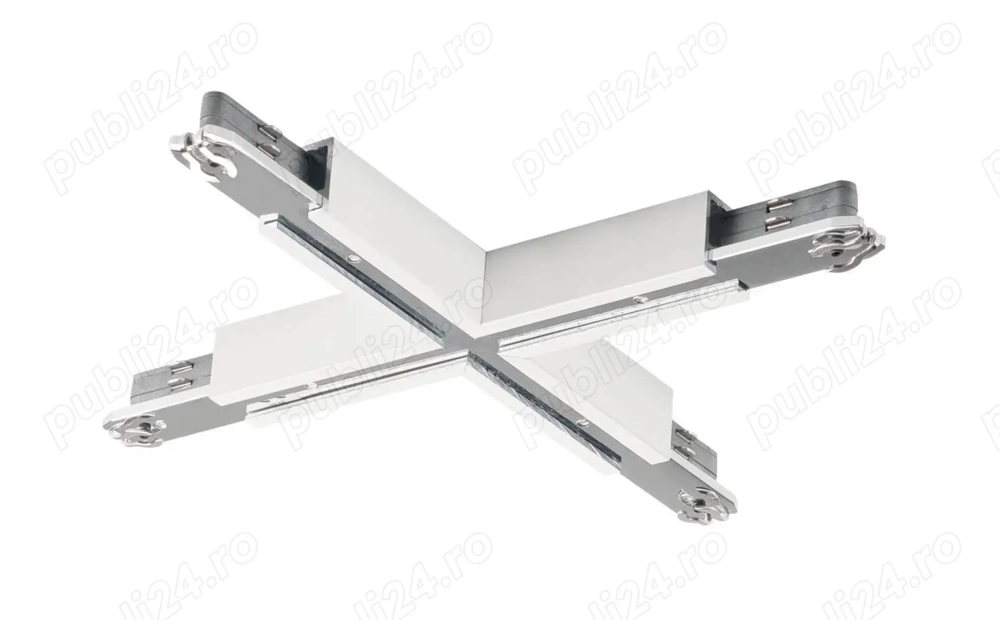X Connector pentru D TRACK, 2 Circuite, 240V, Alb   Conector în Cruce pentru Șină de Iluminat