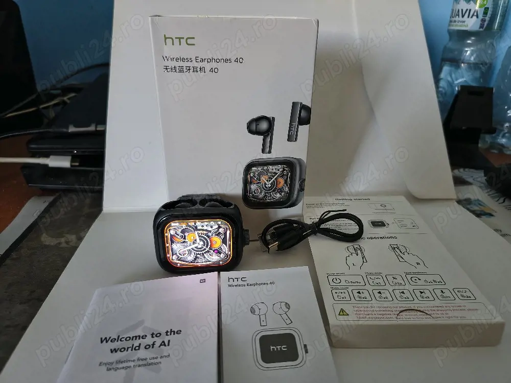 Căști Bluetooth True Wireless HTC Smart AI Translator Titanium Black 