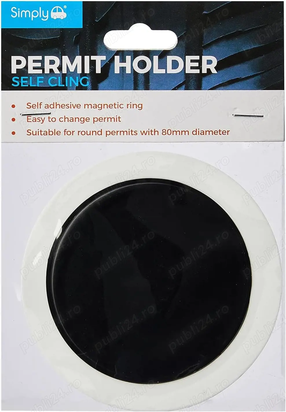 Suport Magnetic Negru pentru Permis de Parcare – Compatibil cu Toate Parbrizele Auto