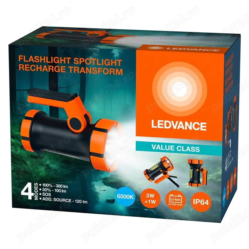Lanterna LED LEDVANCE 4W 300 lm 2x1200 mAh cu functie powerbank IP64