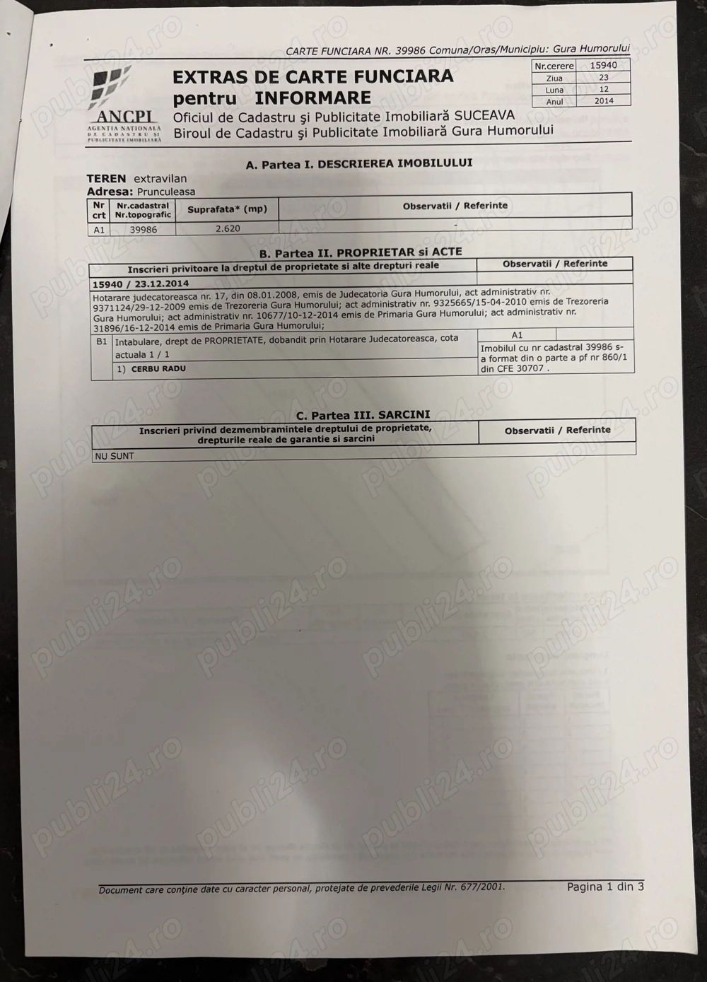 Vând teren Gura Humorului 