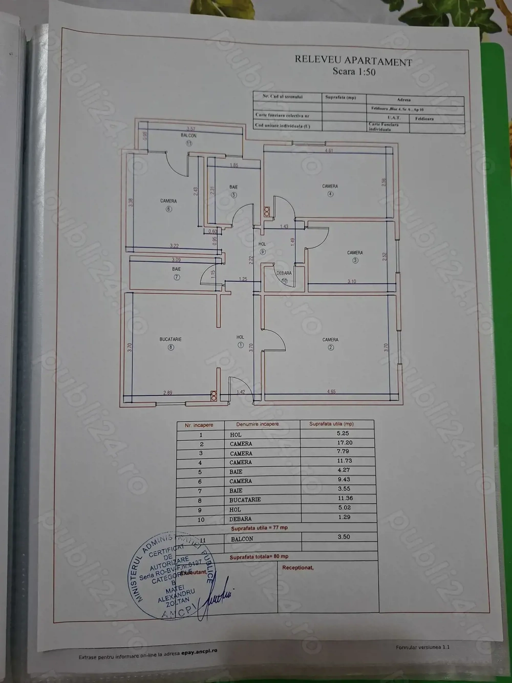 Vand apartament 4 camere Feldioara jud Brasov