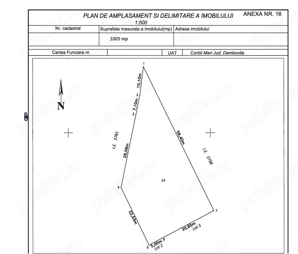 Teren intravilan 1005 mp 9.900 Euro