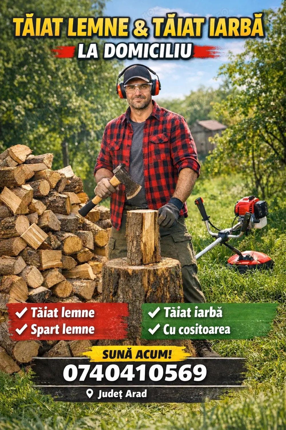    Tăiat lemne & tăiat iarbă la domiciliu   