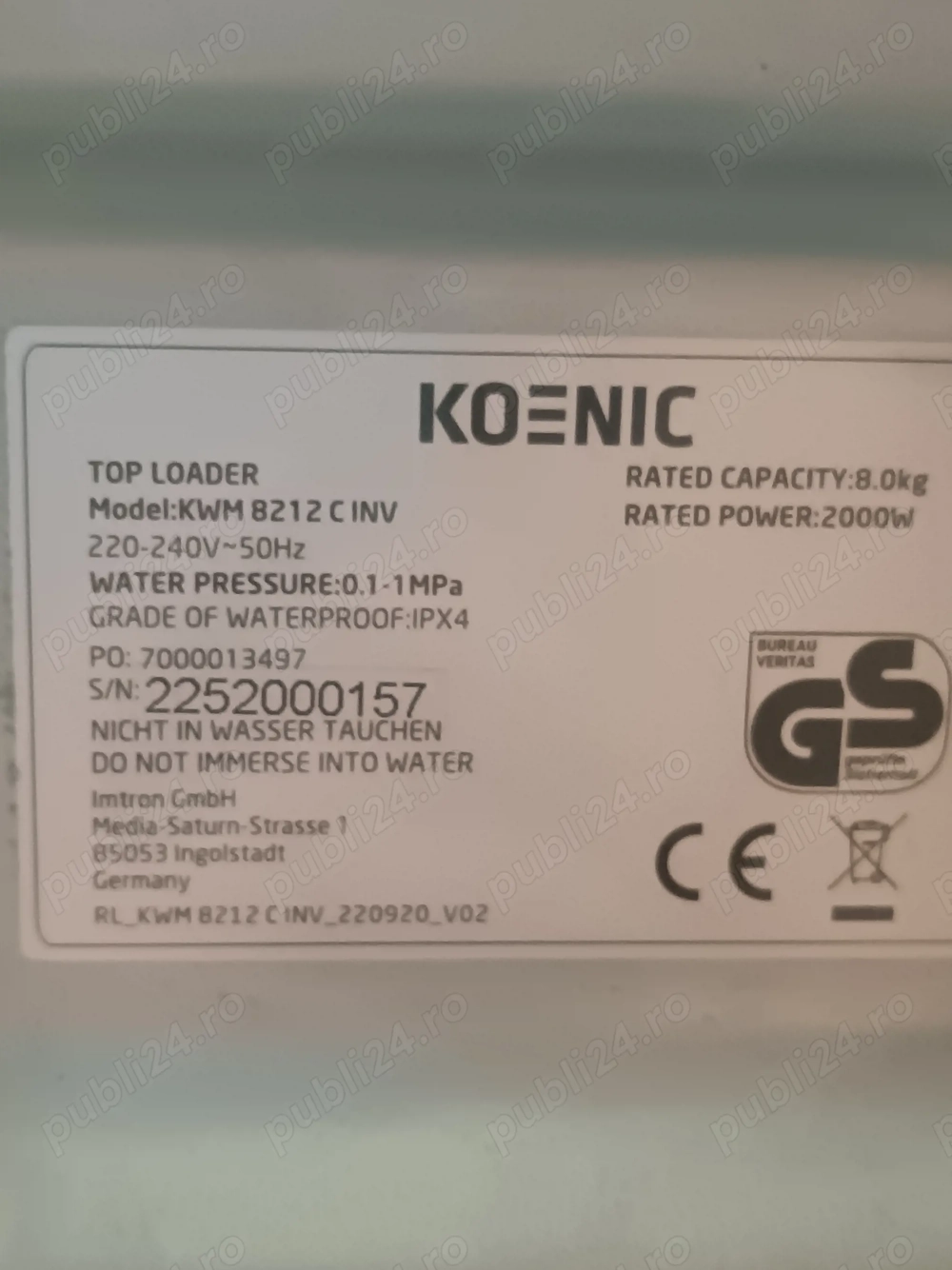 Mașina se spălat koenic 