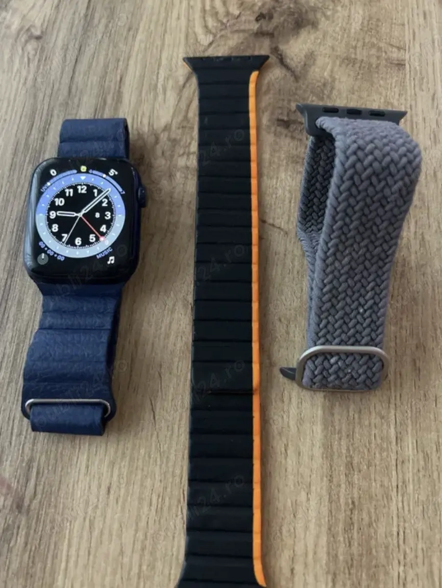 Apple watch 6, GPS, 44 mm, albastru, 3 curele