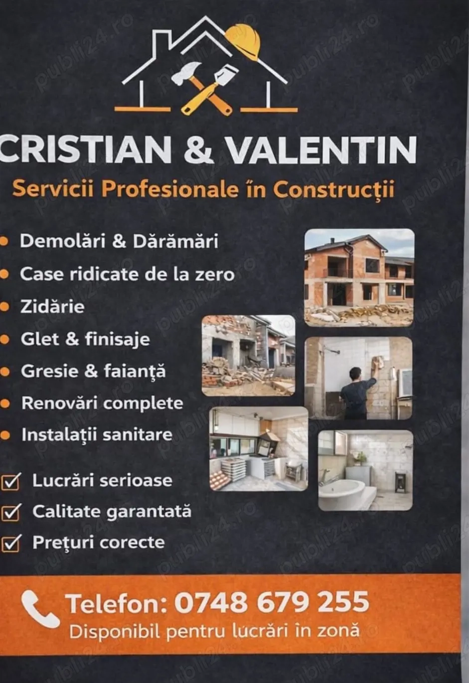 Prestam servici în constructii