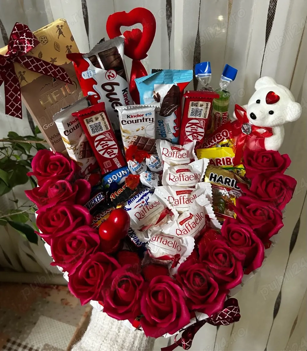 Aranjament dulciuri si trandafiri de sapun