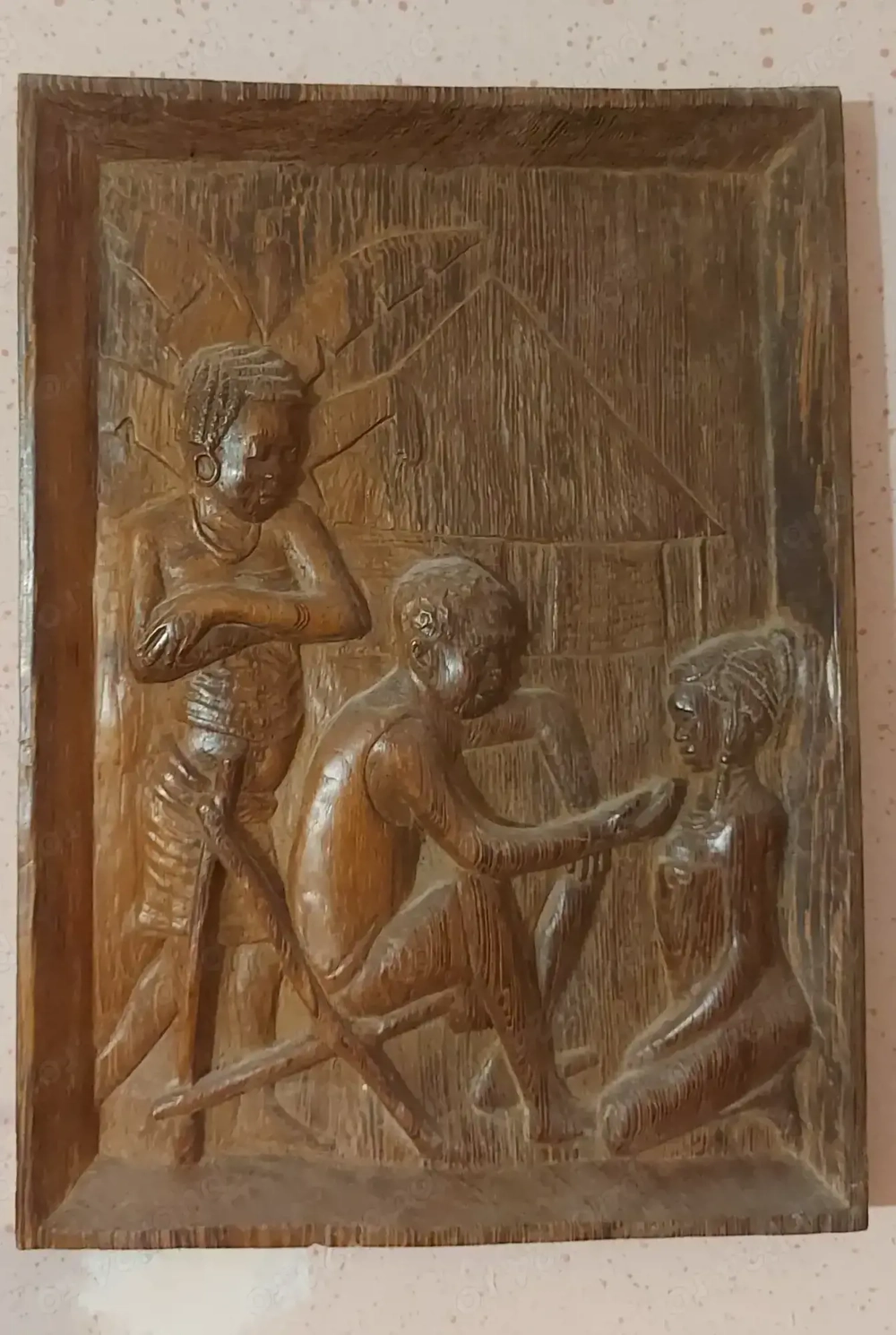 Tablou Sculptat In Lemn , Zair ( Congo ) Africa 