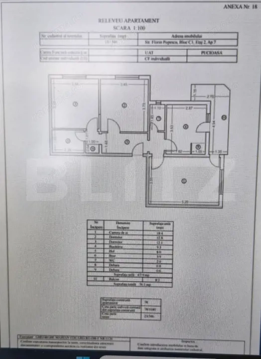 Apartament 3 camere, 68 mp, etaj 2, centrală proprie, vedere către munte .