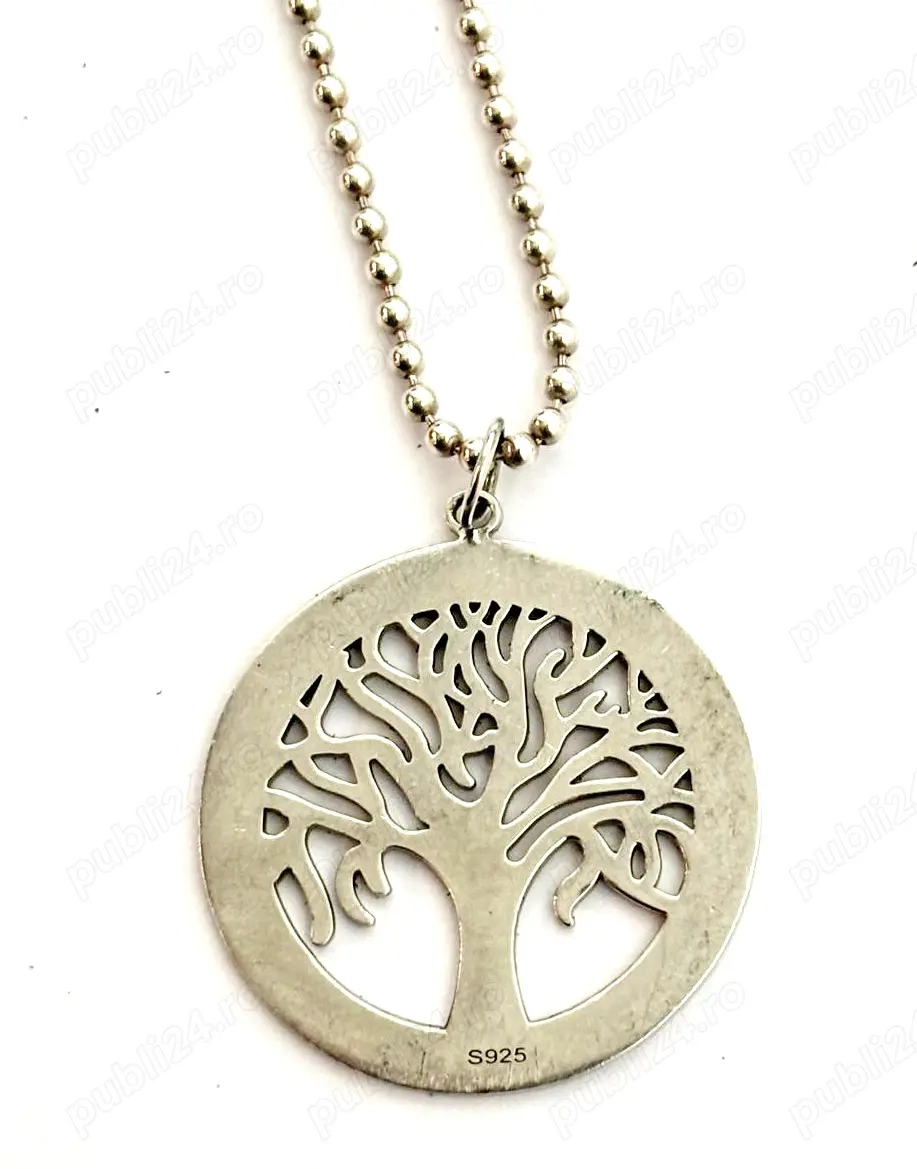 lant si pandantiv rotund din argint 925 "Arborele Vieții"