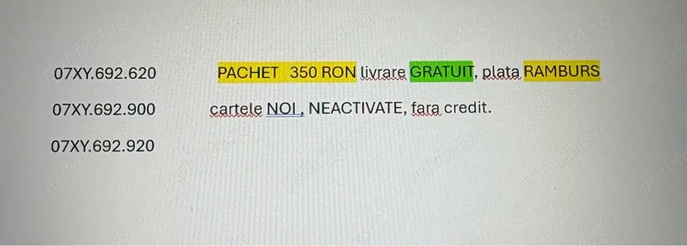 Cartele numere usoare