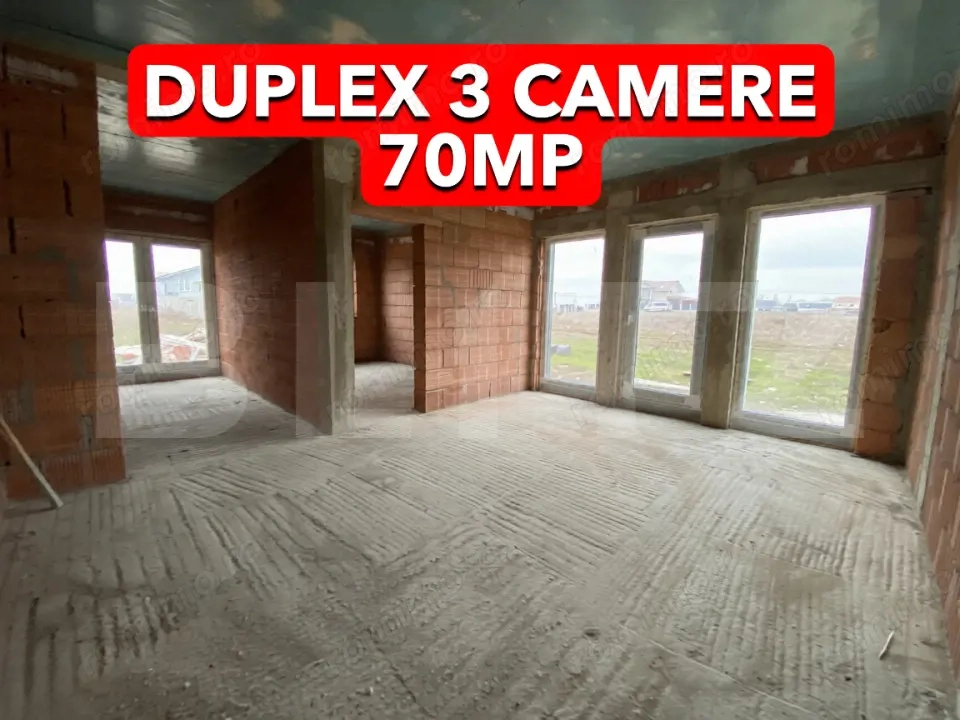 Duplex 3 camere, 70 mp utili, teren 284 mp, Mosnita Noua-Urseni