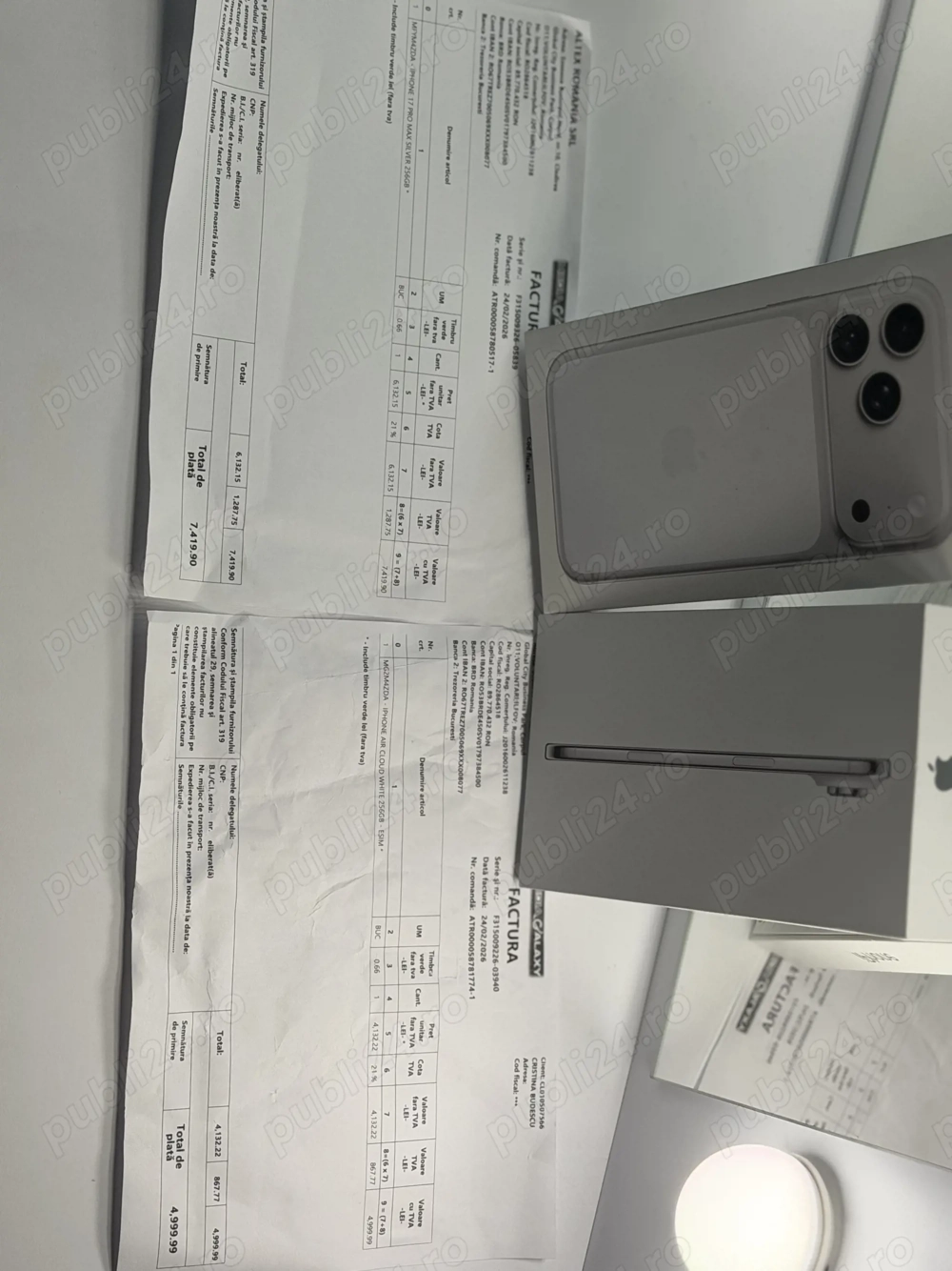 Vând iPhone 17 pro Max și iPhone 17 air nou sigilat cumpărate azi din magazin factura 