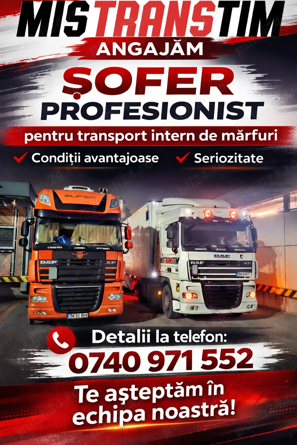Angajez sofer profesionist pentru duba frig intern 