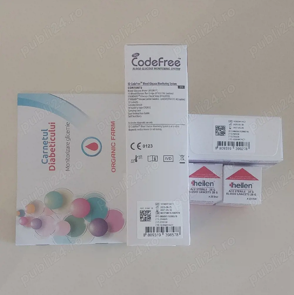 Glucometru SD CodeFree+Testere+Ace sterile 